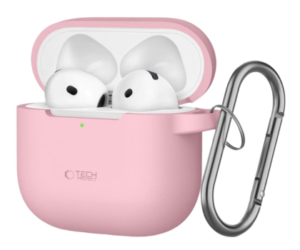 Etui na słuchawki Tech-Protect Silicone Hook do Apple AirPods 4. generacji Dusty Pink